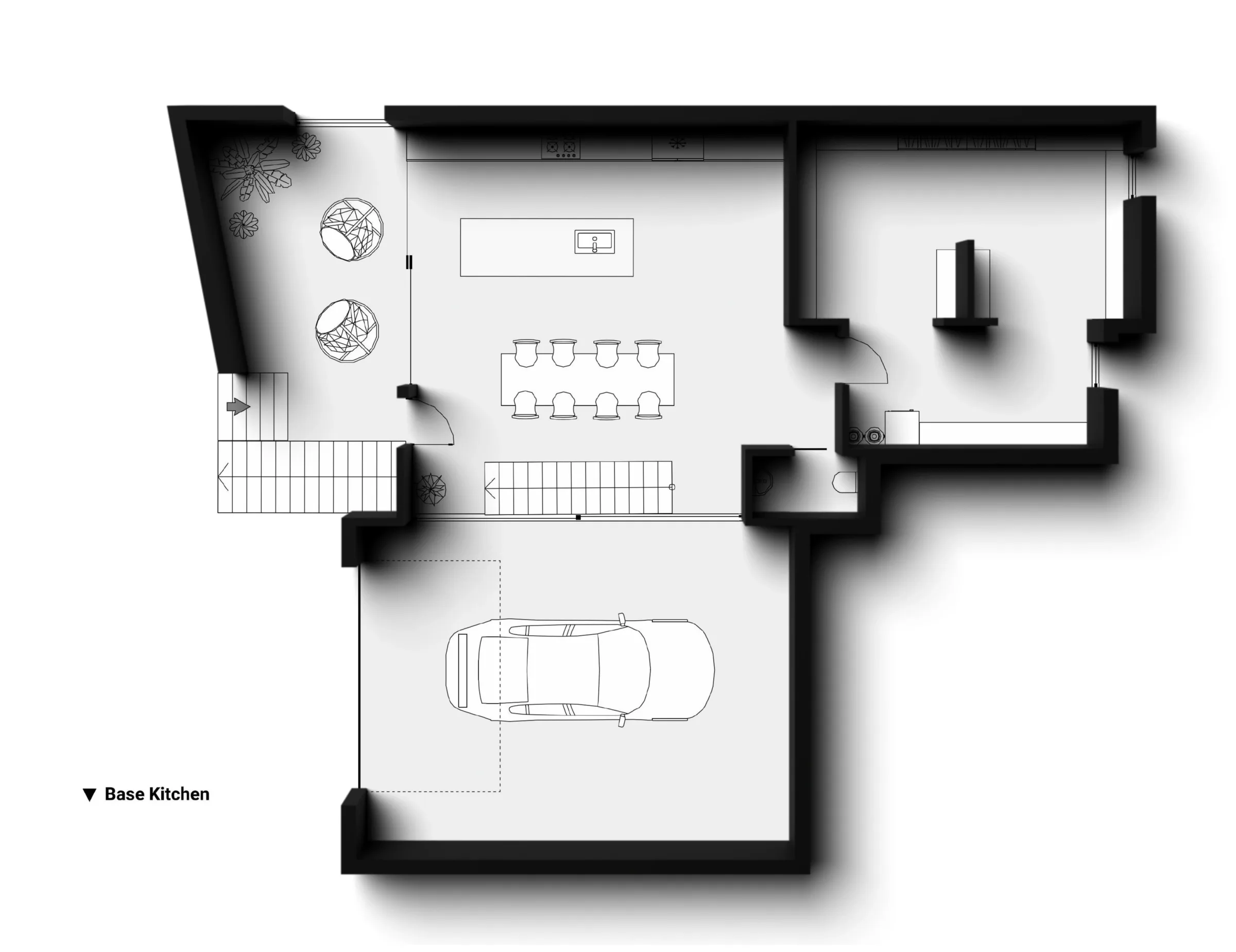 2D floor plan - basement kitchen