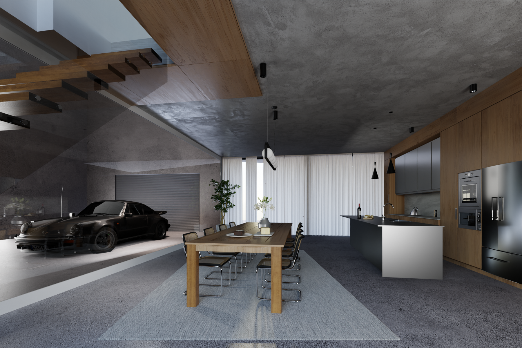 Kitchen 3D render — day