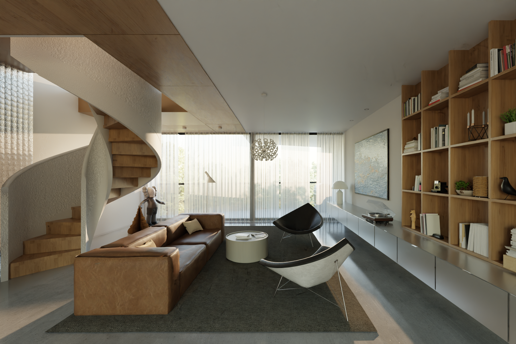 Living room 3D render — day